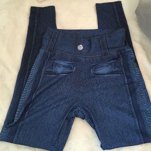 New Size Large Blue Jean Look Skinny Leg Leggings Jeggings Polyester & Spandex